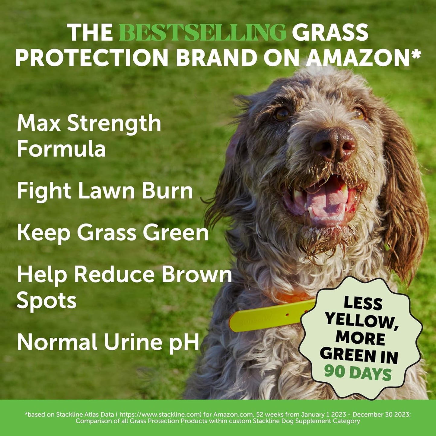 Grass Green Advanced Formula Dog Urine Neutraliser for Lawn Burns - Lawn Saver Supplement for Yellow Spots & Brown Grass, Urinary Health, DL-Methionine, Probiotics & Enzymes (Duck, 90 Ct) - görsel 2