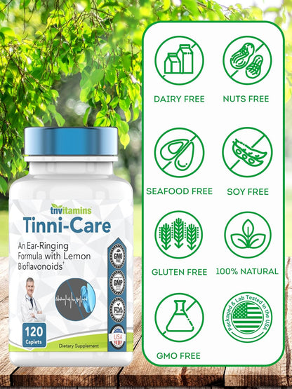 Tinni-Care Lemon Bioflavonoid Supplement with Vitamins C, B1, B2, B6, B12 - 120 Tablets