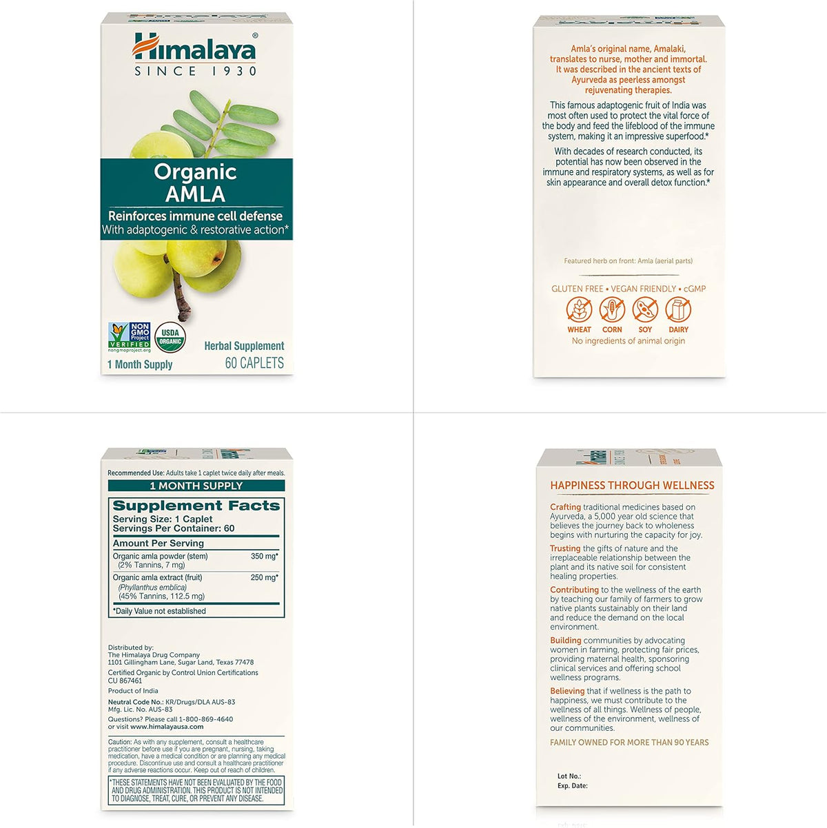 Himalaya Organic Amla - Herbal Immune Support, Adaptogen & Antioxidant - 600 mg, 60 Caplets - görsel 6