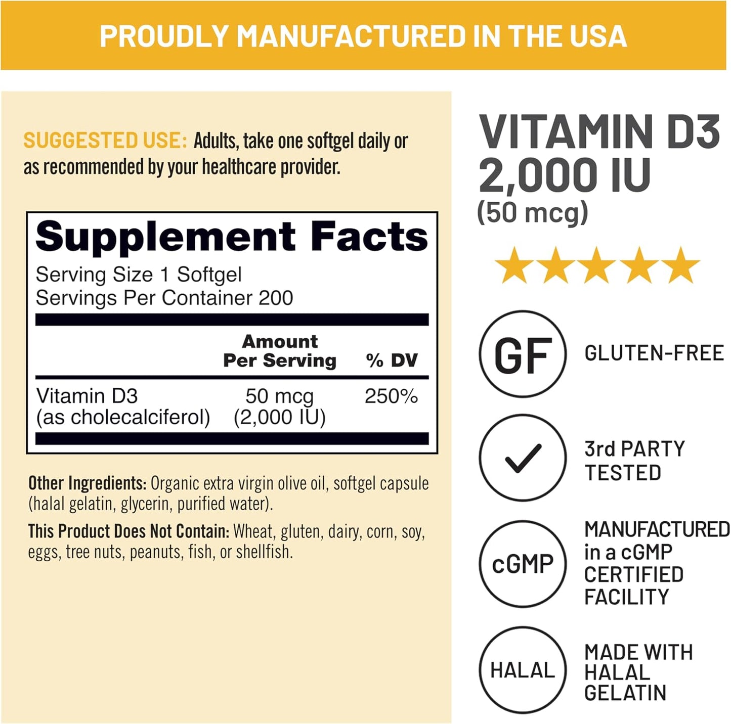 NatureWise Vitamin D3 2000 IU (50 µg) - 200 Mini Softgels - görsel 6
