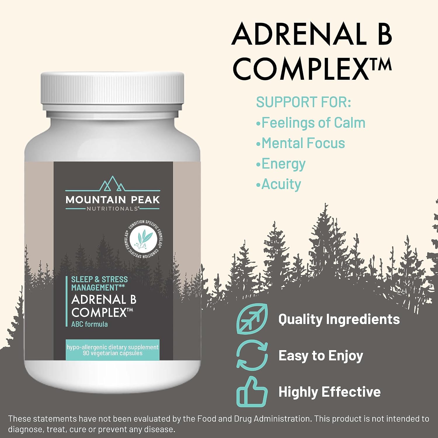 Mountain Peak Adrenal B Complex – Stress Support with Ashwagandha, B6, B12 and C – Stress and Nervous System Support – 90 Vegetarian Capsules - görsel 2