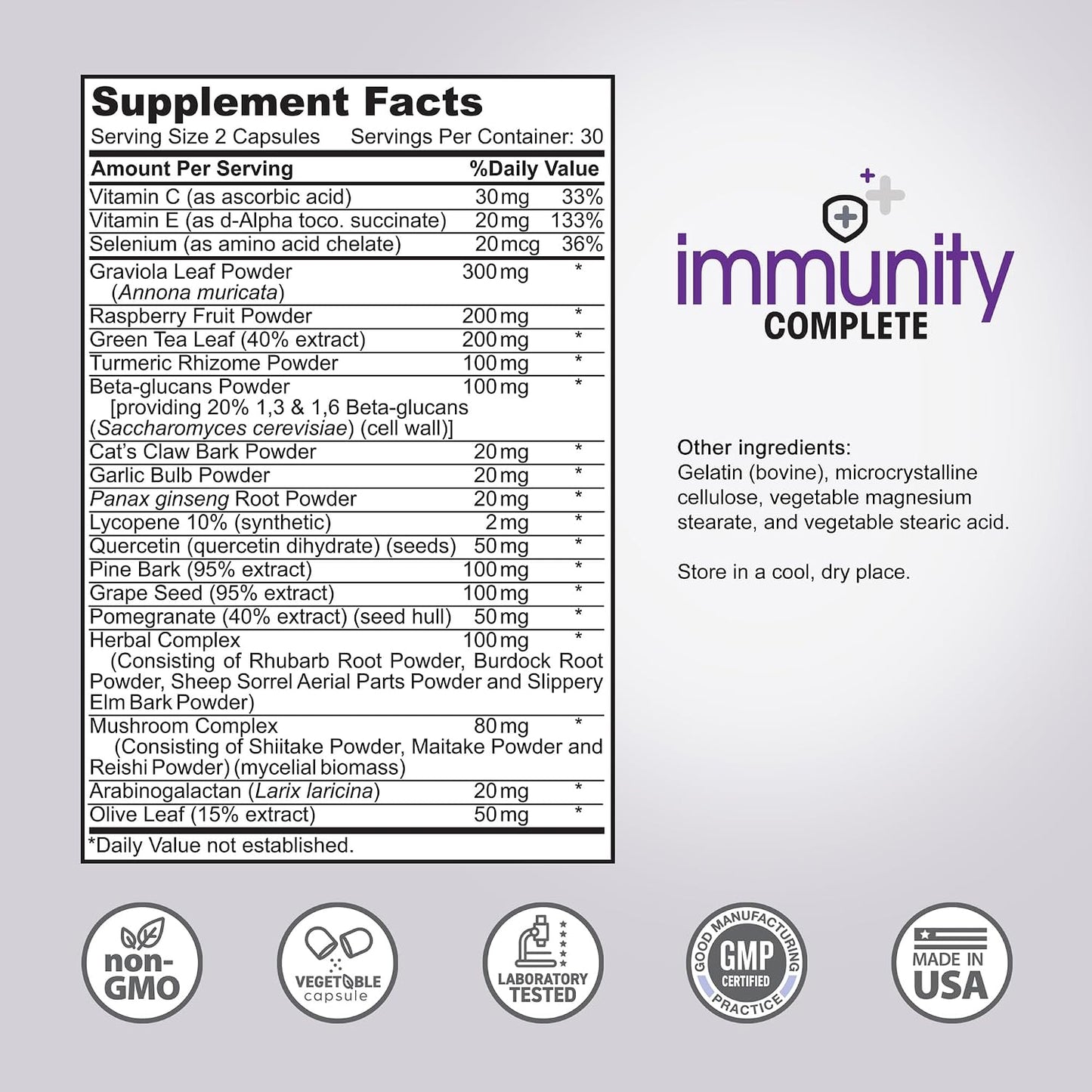 Immunity Complete – 20-in-1 Immune Support Formula with Cat's Claw, Quercetin, Vitamin C, and Olive Leaf Extract - görsel 5