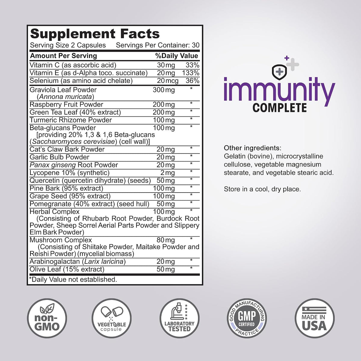 Immunity Complete – 20-in-1 Immune Support Formula with Cat's Claw, Quercetin, Vitamin C, and Olive Leaf Extract - görsel 5