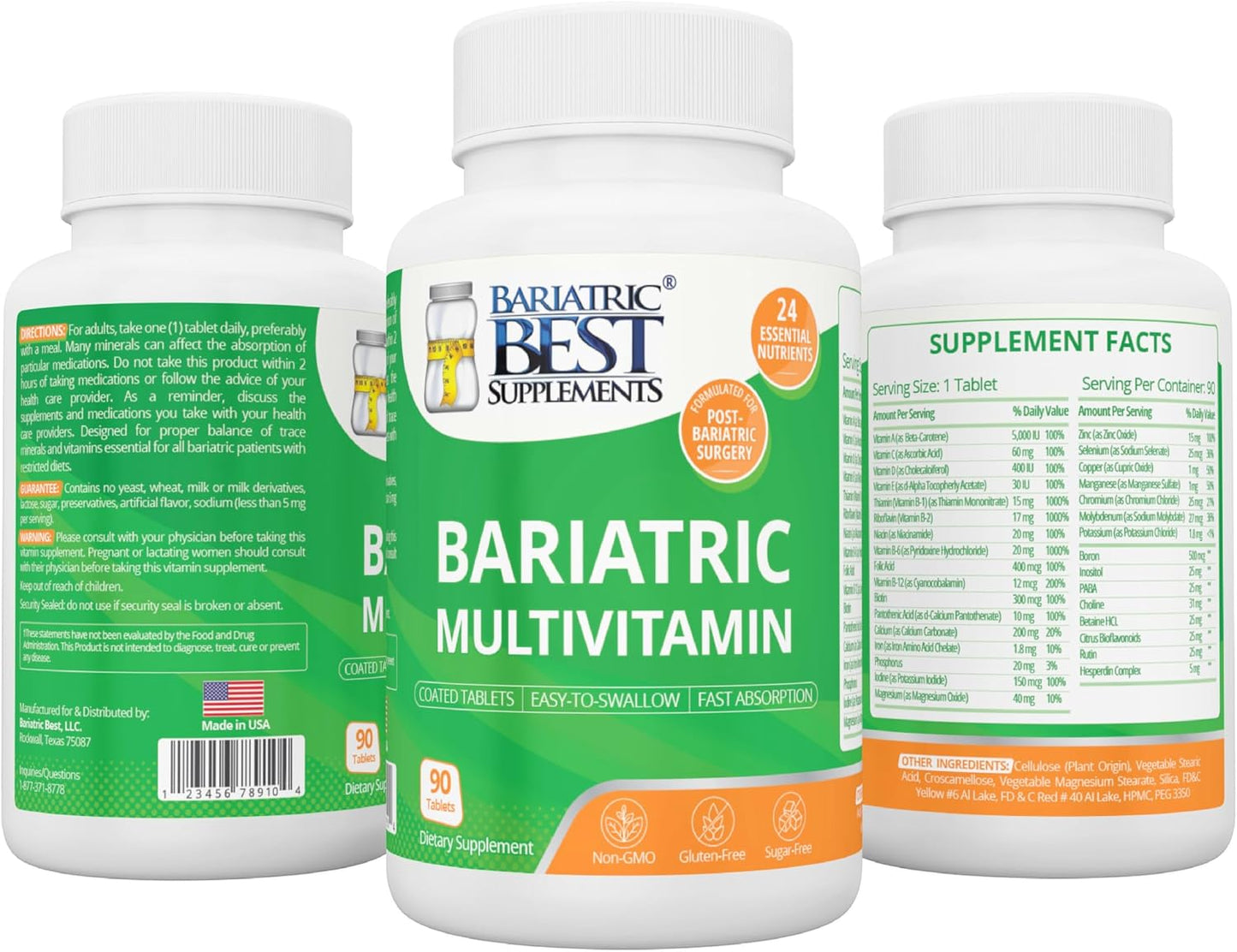 Bariatric Multivitamin with Iron for Post-Gastric Bypass and Sleeve Surgery – 90 Tablets with 24 Essential Nutrients, Formulated by Bariatric Surgeons - görsel 9
