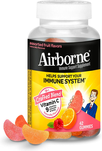 Airborne Immune Support Gummies, Assorted Fruit Flavour, 42 Ct