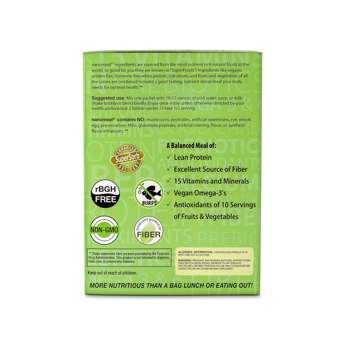 NanoMeal Plant-Based All-in-One Nutrition | Superfood Meal Replacement Powder | Tropical Fruit Blend | 10 Servings | – Image 5