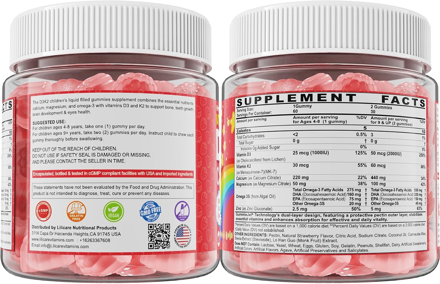 LILICARE Vitamin D3 K2 + Calcium Liquid-filled Gummies for Kids & Teens – Sugar-Free, 2-Pack - görsel 9
