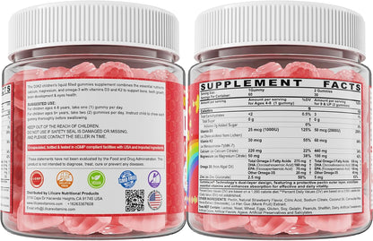 LILICARE Vitamin D3 K2 + Calcium Liquid-filled Gummies for Kids & Teens – Sugar-Free, 2-Pack