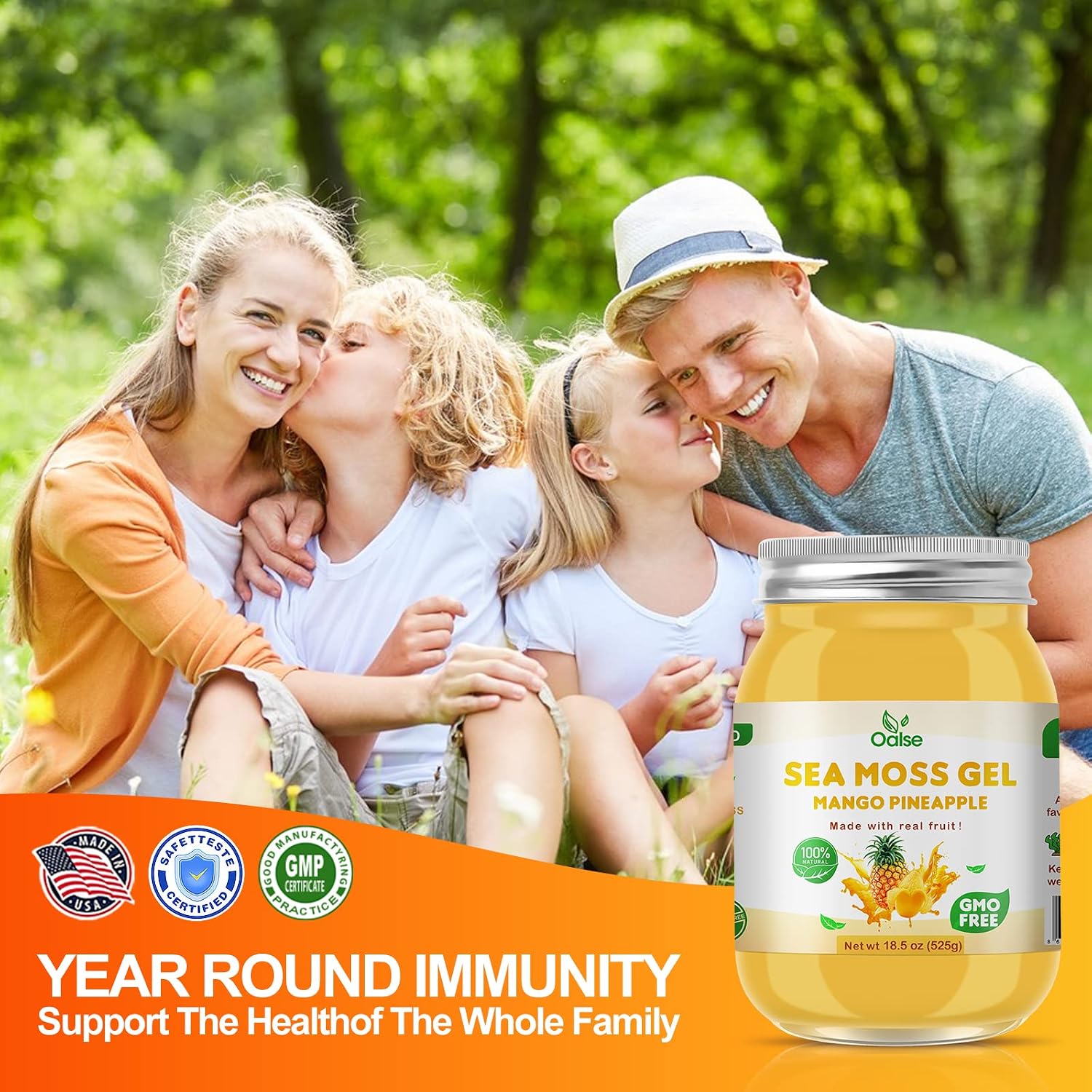 OALSE Sea Moss Gel - 524g Mango Pineapple Flavour Sea Moss Gel Raw Nutritious Rich in 102 Vitamins and Minerals, Proteins and Vitamins, Vegan-Friendly - görsel 6