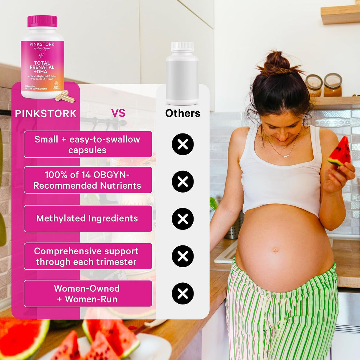 Pink Stork Total Prenatal Vitamins with DHA - Mint, 3 Month Supply - görsel 5