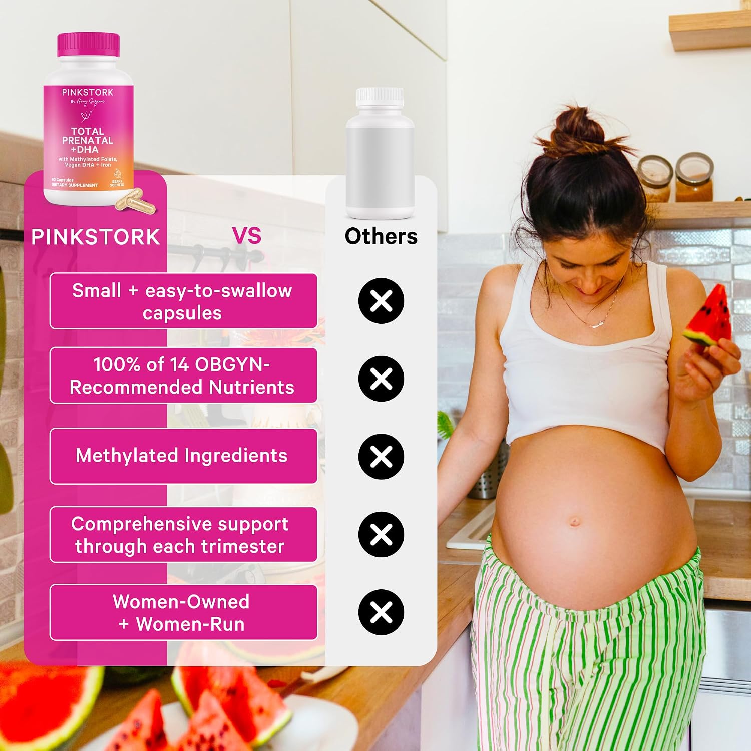 Pink Stork Total Prenatal Vitamins with DHA - Mint, 3 Month Supply - görsel 5