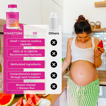 Pink Stork Total Prenatal Vitamins with DHA - Mint, 3 Month Supply