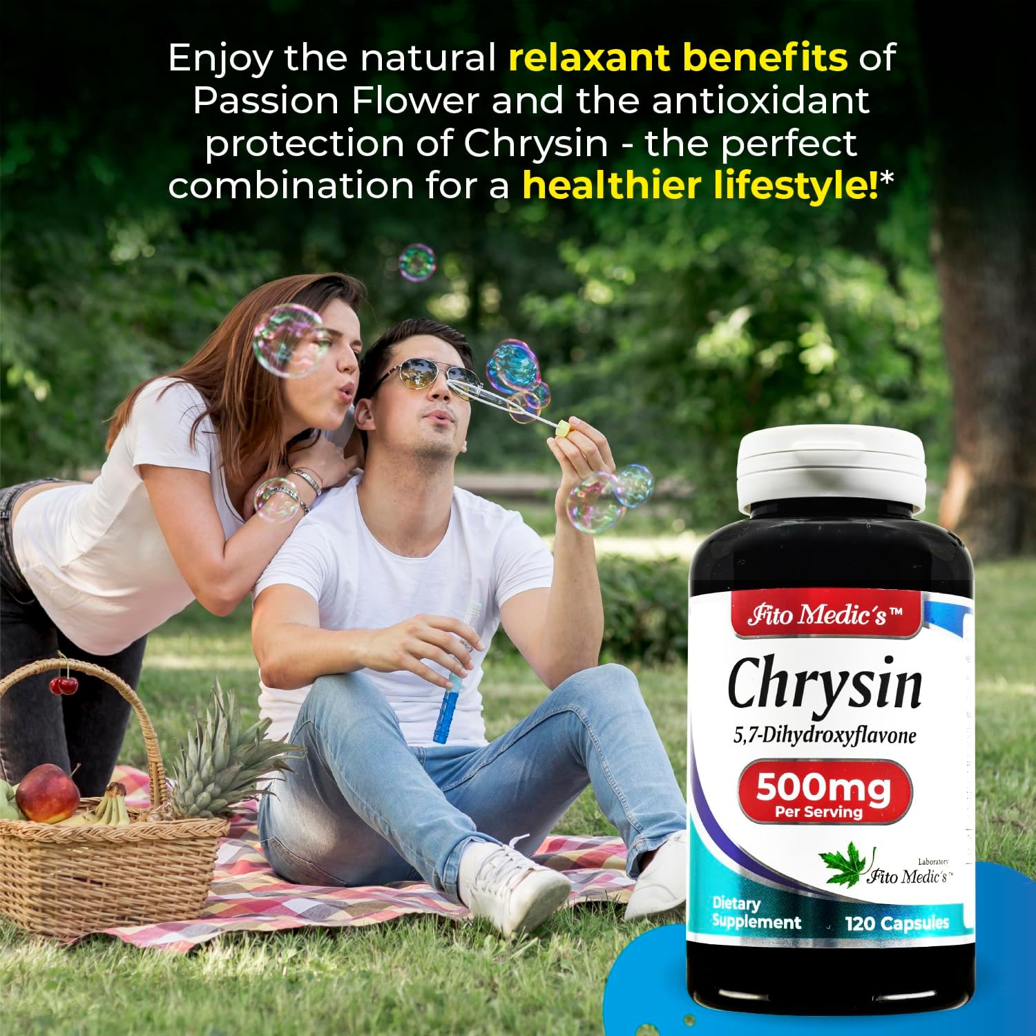 FITO MEDIC'S Lab Chrysin with Passion Flower Supplement, 120 Capsules - görsel 4