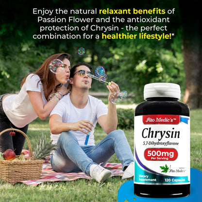 FITO MEDIC'S Lab Chrysin with Passion Flower Supplement, 120 Capsules