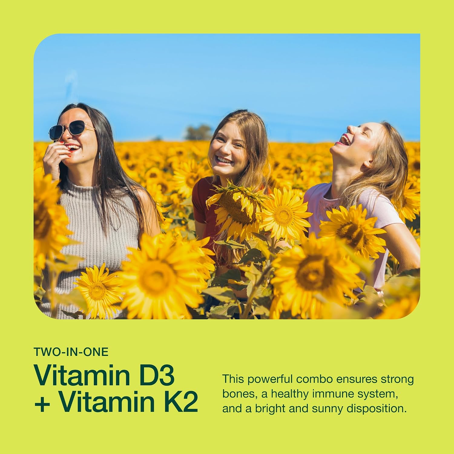 Fresh Nutrition Vegan Vitamin D3 + K2 Capsules - 5000 IU D3 + 100mcg K2 as MK-7 for Optimal Absorption - Immune Health, Bone Health - Non GMO - 90 Capsules, 3 Month Supply - görsel 4