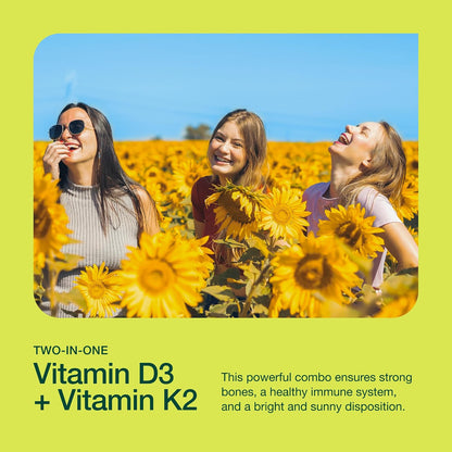 Fresh Nutrition Vegan Vitamin D3 + K2 Capsules - 5000 IU D3 + 100mcg K2 as MK-7 for Optimal Absorption - Immune Health, Bone Health - Non GMO - 90 Capsules, 3 Month Supply