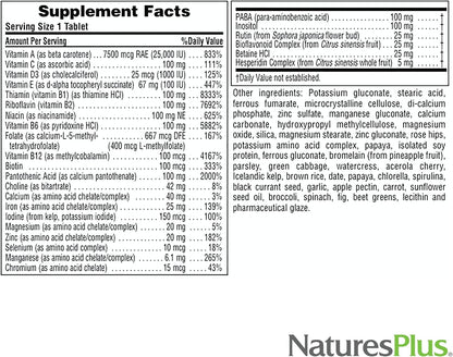 NaturesPlus Ultra II Daily Multivitamin - Sustained Release with Whole Foods, 30 Tablets
