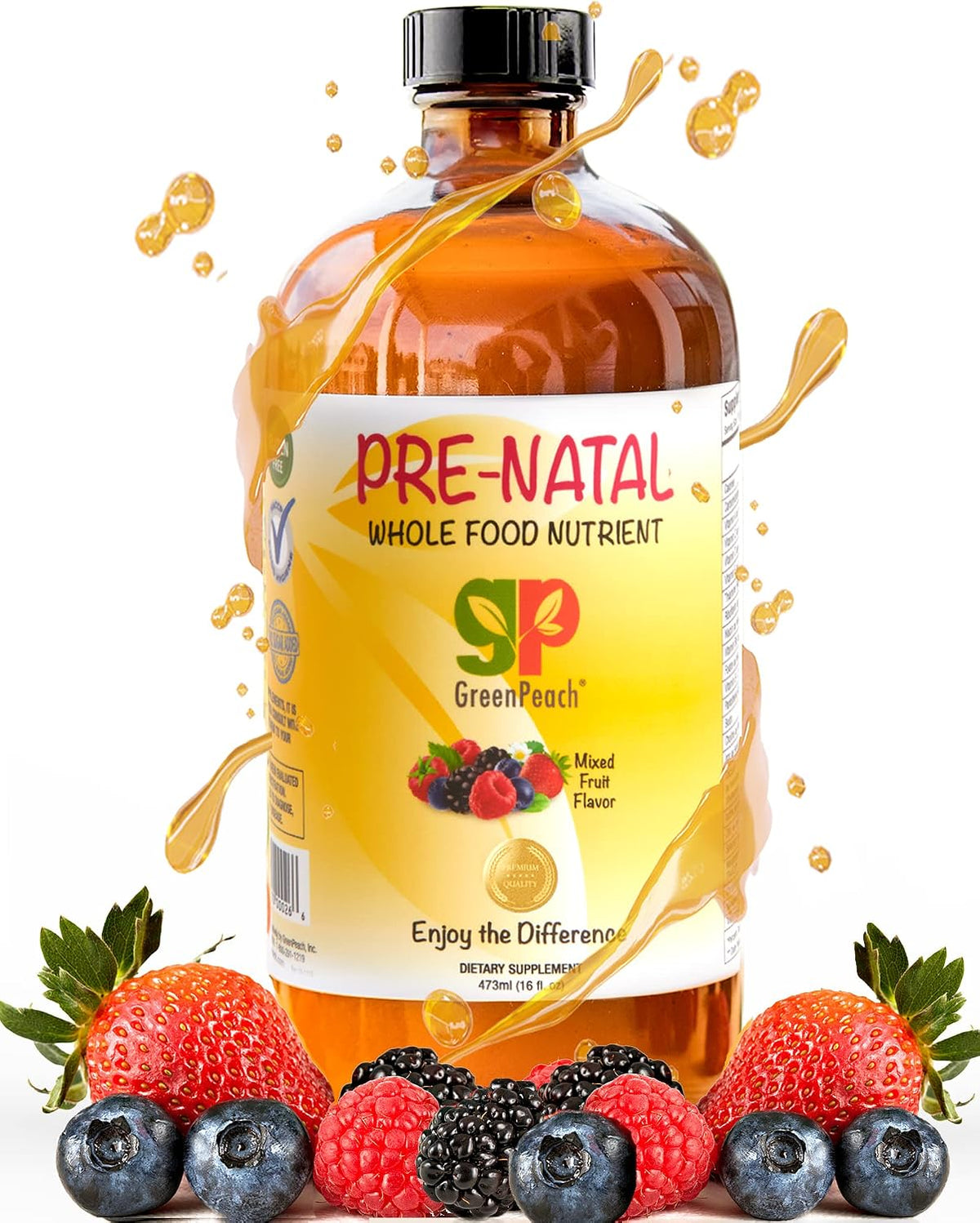 GreenPeach Organic Liquid Prenatal Vitamins for Women - with Iron & Folate - Vegan Prenatal Multivitamin - 32 Servings - görsel 1