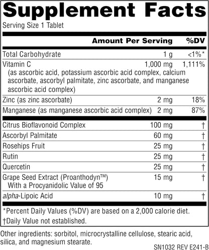 Source Naturals Wellness C-1000 - Vitamin C with Antioxidant Support and Immune System Function - 100 Tablets