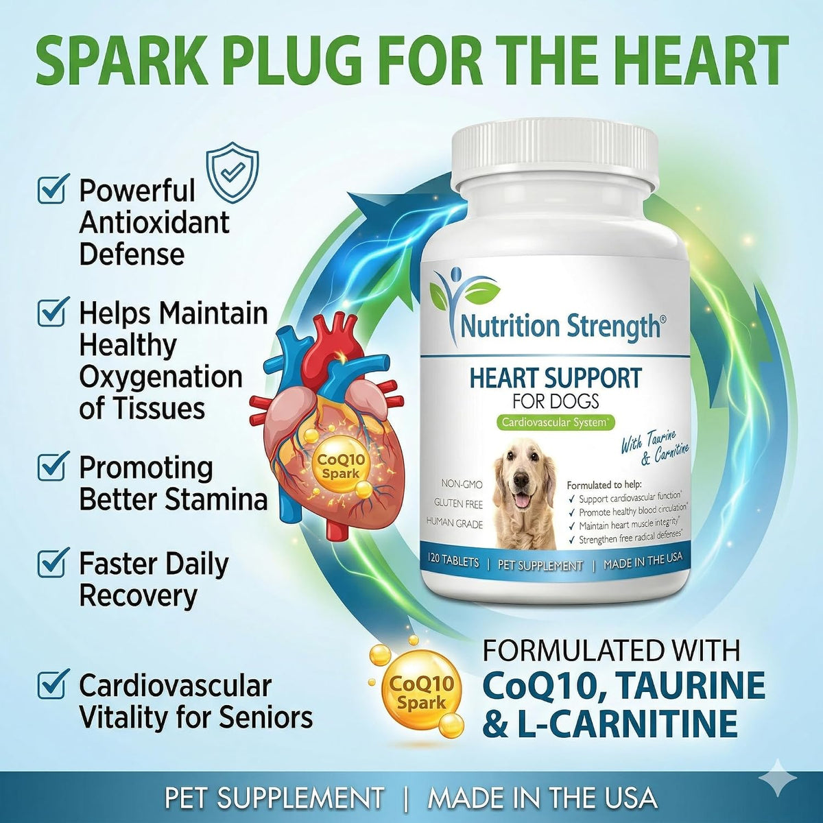 Nutrition Strength Heart Support for Dogs with Taurine & Carnitine, 120 Chewable Tablets - görsel 2