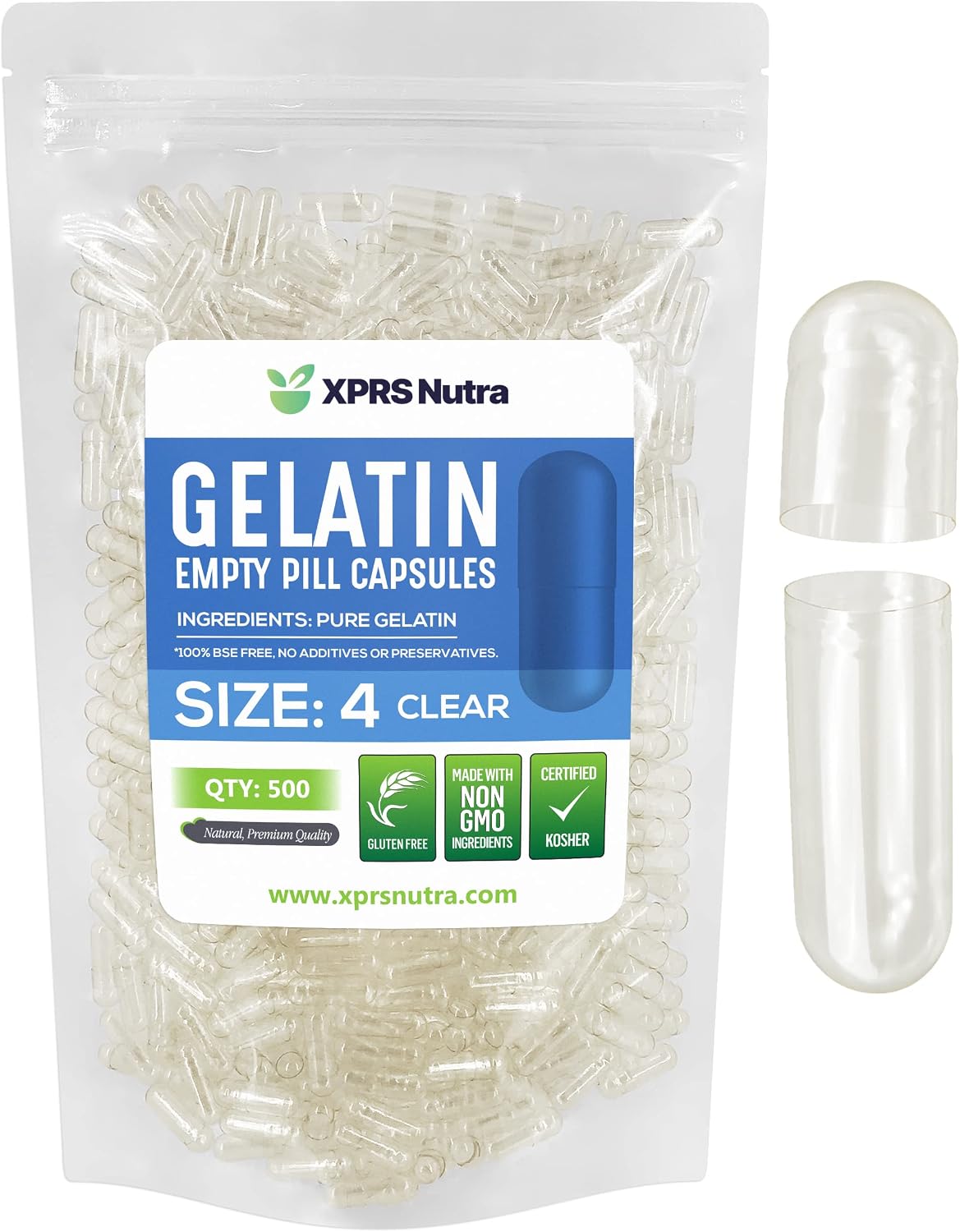 XPRS Nutra Size 4 Empty Gelatine Capsules - 100 Count (White) - görsel 8