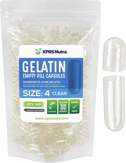 XPRS Nutra Size 4 Empty Gelatine Capsules - 100 Count (White)