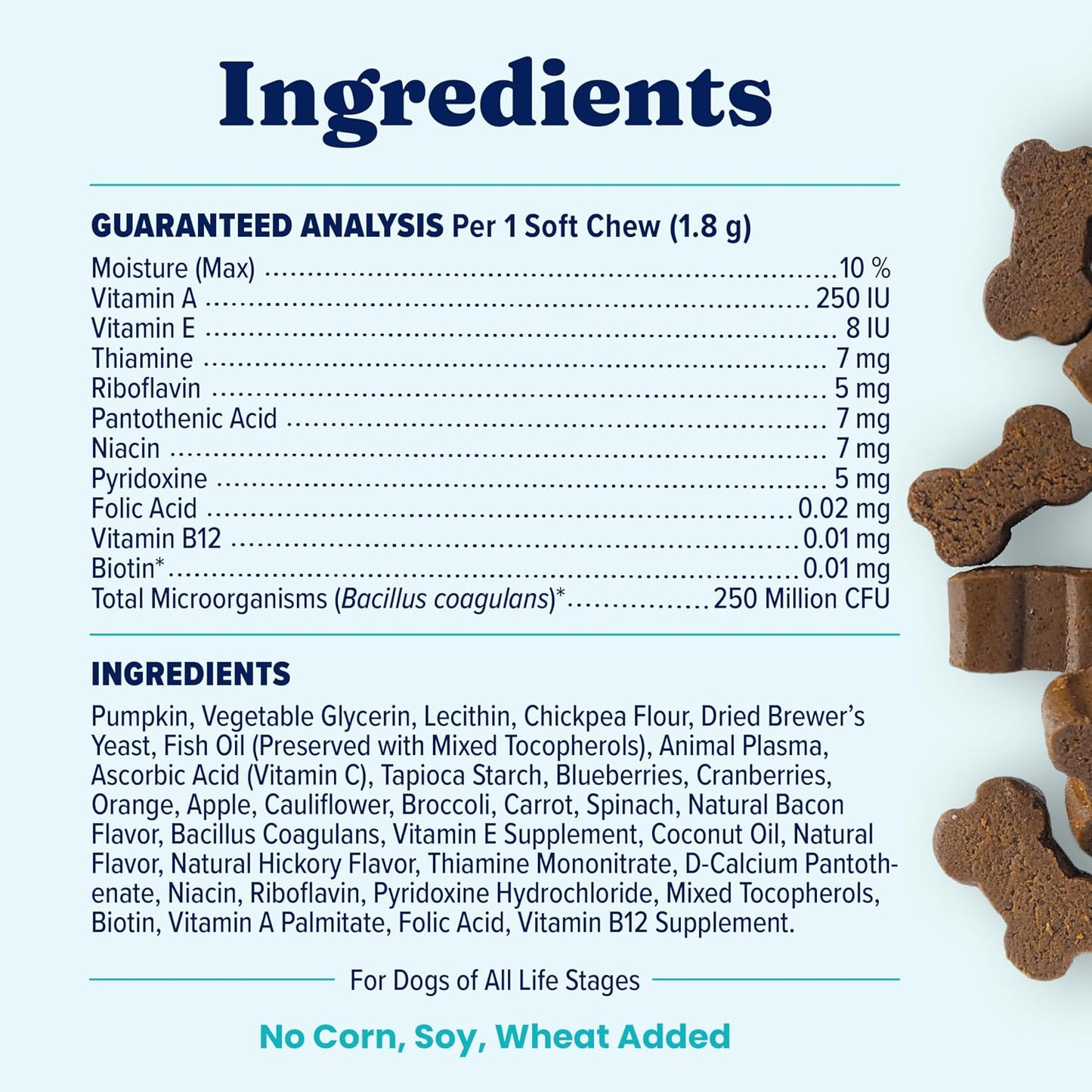 Solid Gold Dog Multivitamin - Soft Chews - All-in-One Support with Vitamin C, B12, Probiotics & Antioxidants - Bacon Flavour (120 Count) - görsel 8