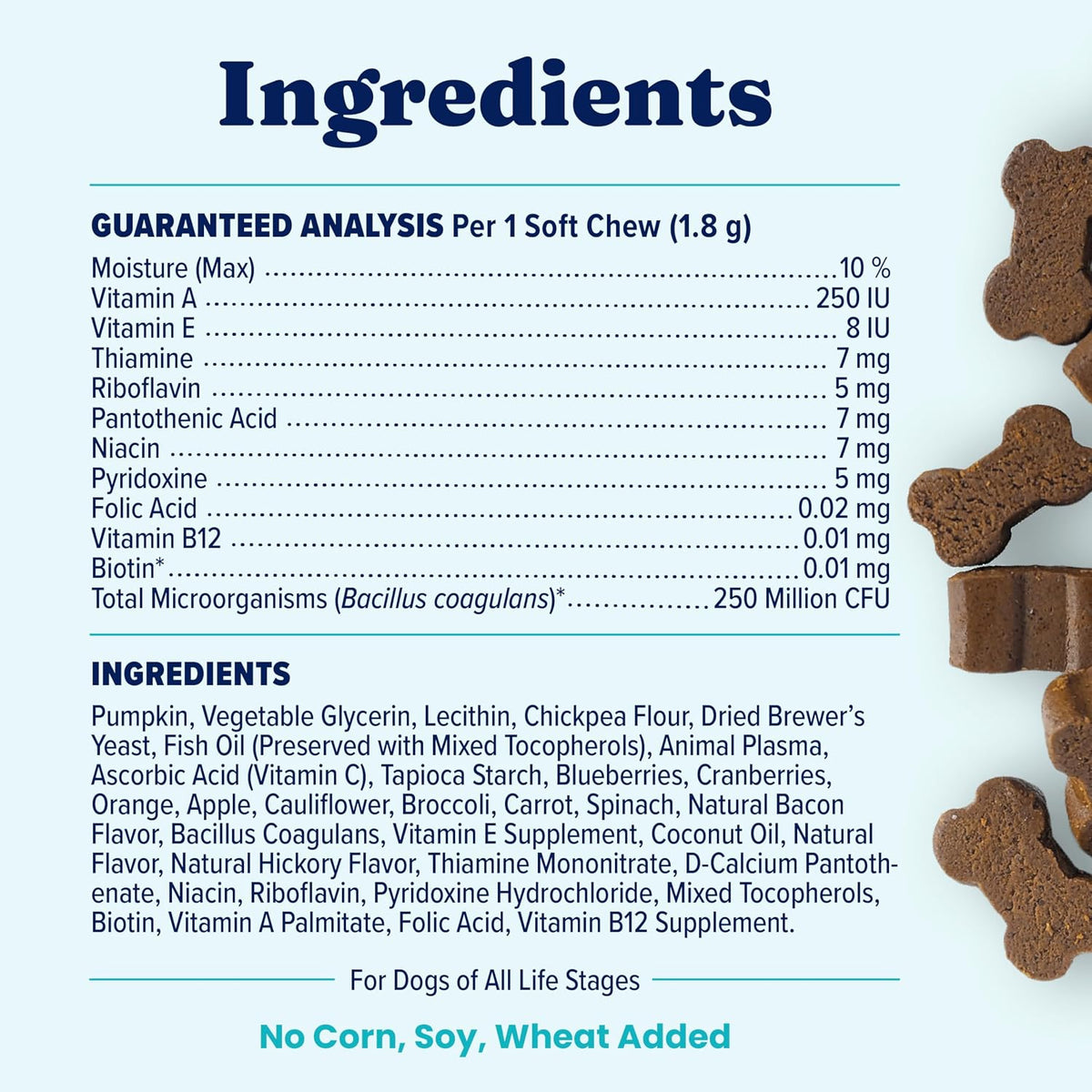 Solid Gold Dog Multivitamin - Soft Chews - All-in-One Support with Vitamin C, B12, Probiotics & Antioxidants - Bacon Flavour (120 Count) - görsel 8