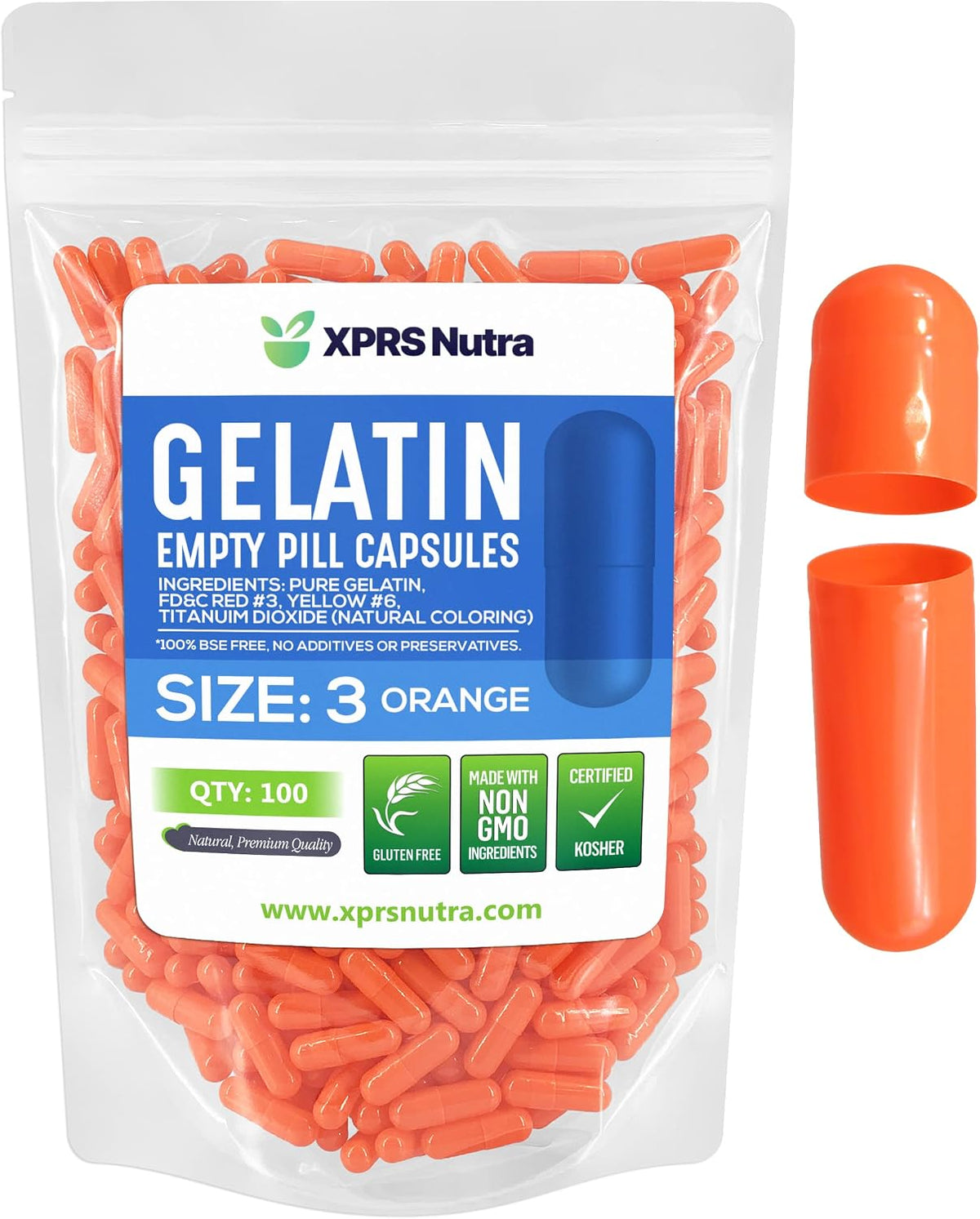 XPRS Nutra Size 3 Empty Gelatine Capsules - 100 Pack - görsel 1
