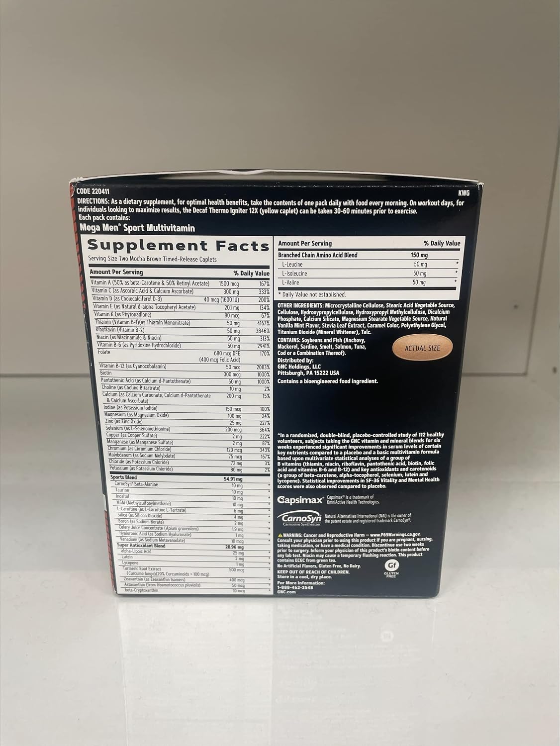 GNC Men's Ripped Clinically Studied Multivitamin Blend, Lean Muscle Support, Non-Stimulant Formula, 30 Servings - görsel 3