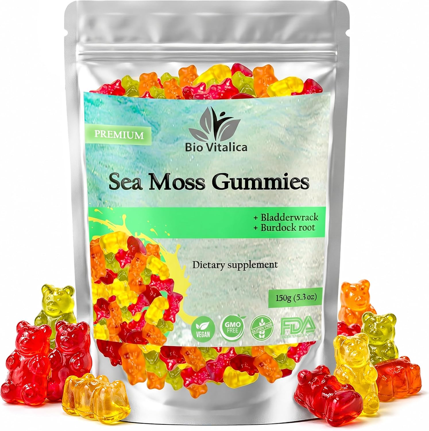 BIO VITALICA Sea Moss Gummies - Irish Sea Moss, Bladderwrack, Burdock Root (1 Pack) - görsel 1