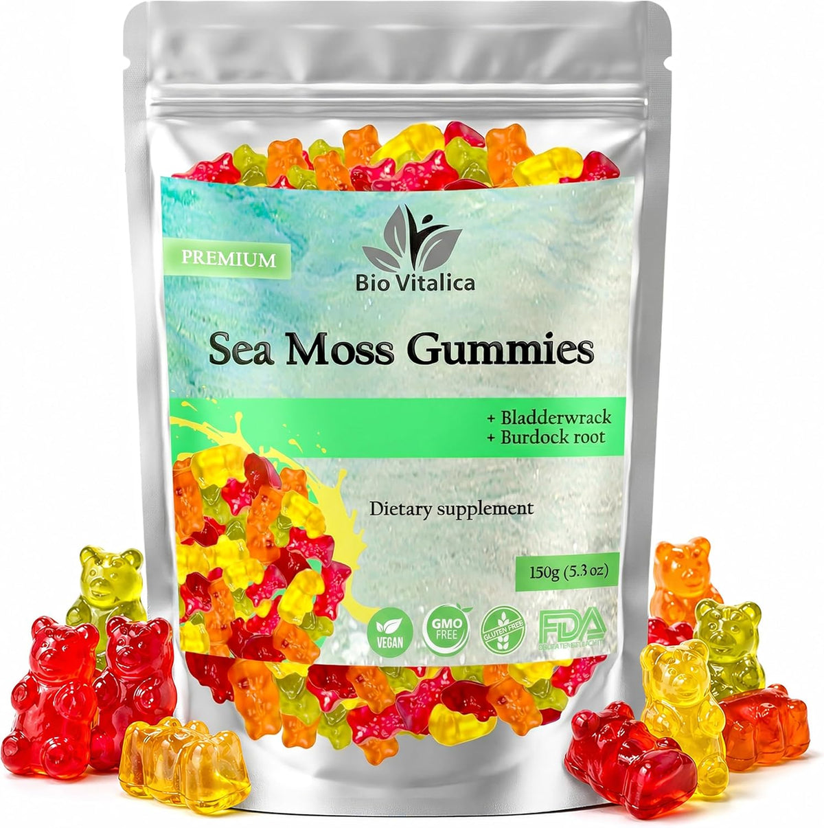 Sea Moss Gummies – 92 Minerals & Immune Support – with Bladderwrack & Burdock Root – 50 Gummies (Pack of 2) - görsel 7