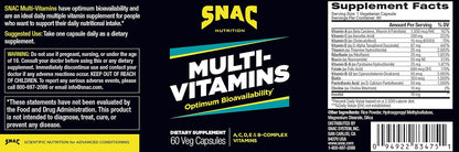 SNAC Multi-Vitamins Daily Supplement with Optimum Bioavailability, 60 Capsules