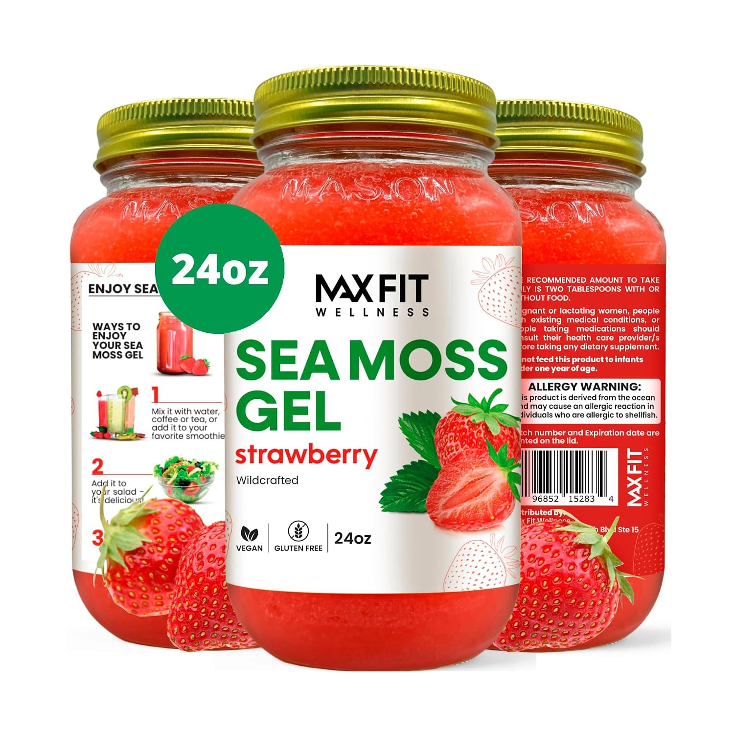 Sea Moss Gel Raw - Wildcrafted Gold Sea Moss Gel from Saint Lucia, 680 g (24 oz) - görsel 1