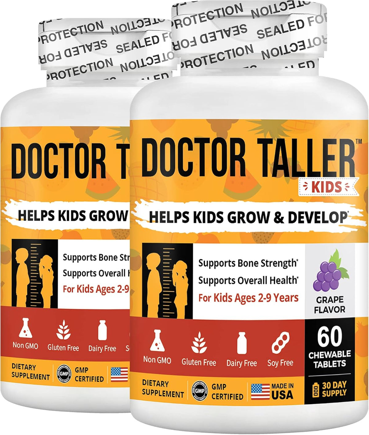Doctor Taller Kids Multivitamin & Multimineral for Ages 2-9, Grape Flavour, 120 Vegan Chewable Tablets - görsel 1