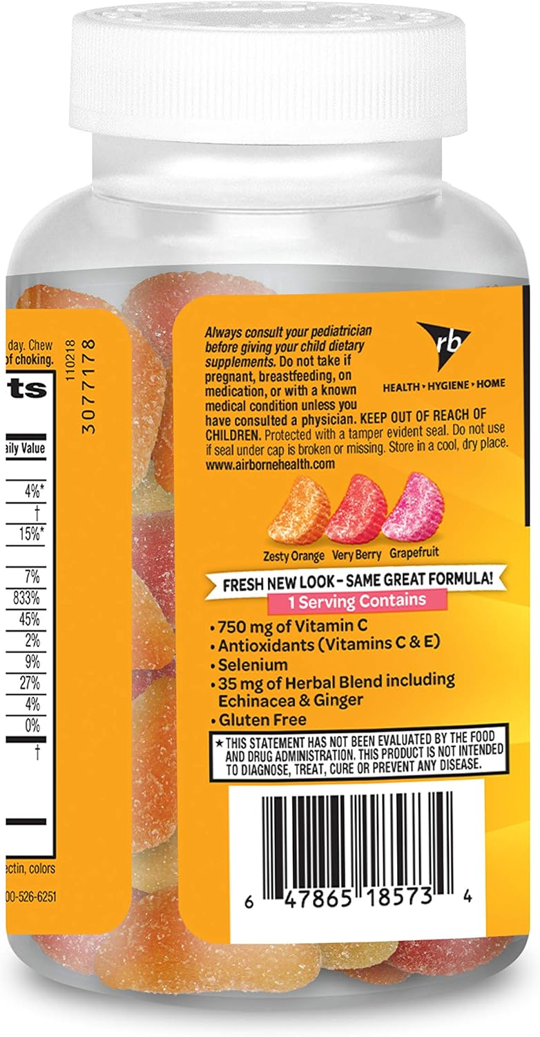 Airborne Immune Support Gummies, Assorted Fruit Flavour, 42 Ct - görsel 8