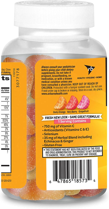 Airborne Immune Support Gummies, Assorted Fruit Flavour, 42 Ct