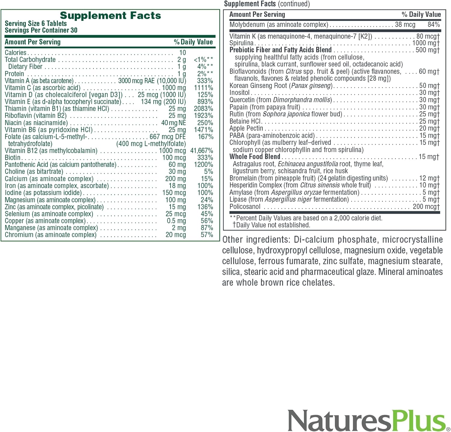 NaturesPlus Ultra Source of Life with Lutein - Multivitamin Supplement - 180 Tablets - görsel 5