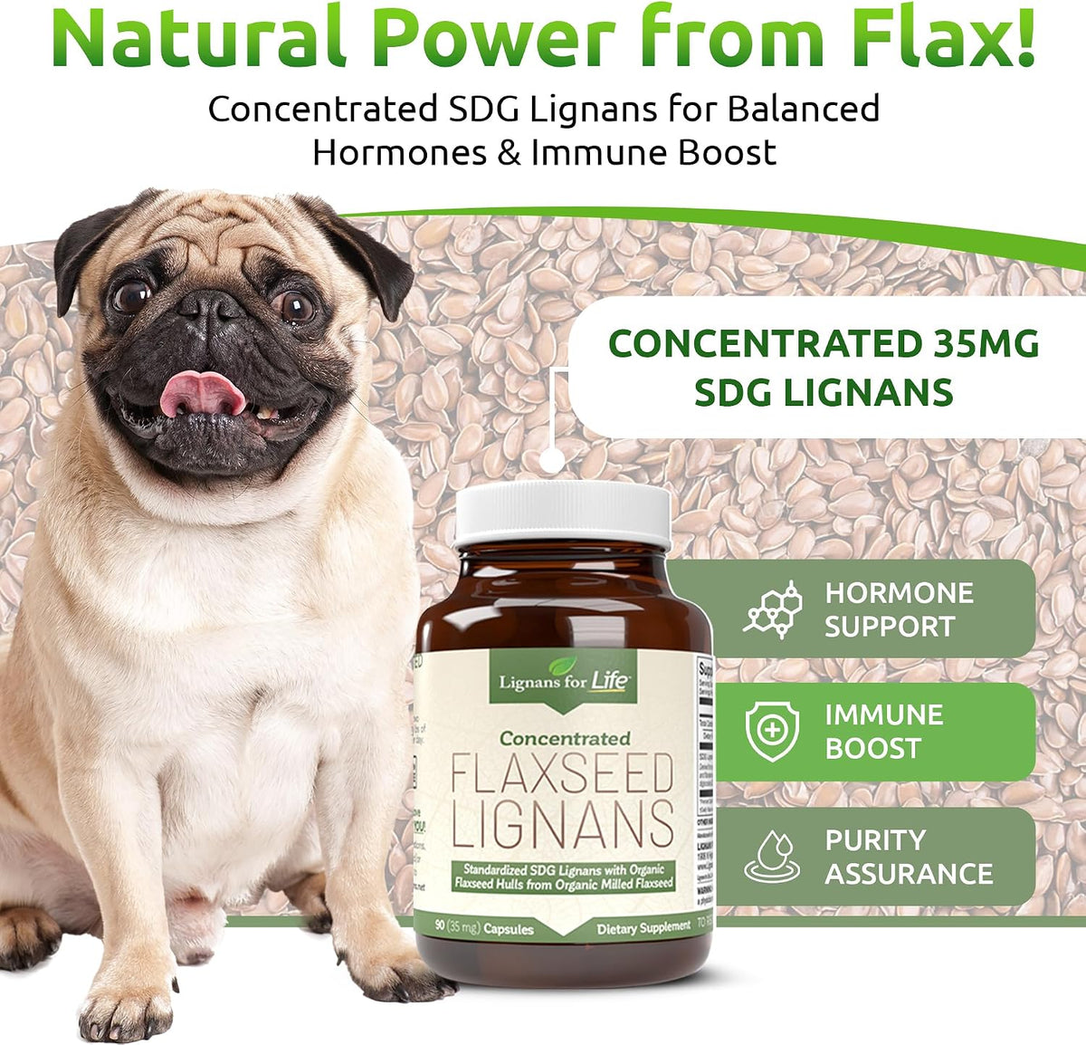 Flaxseed Lignans for Dogs & People - SDG 35mg, 90 Capsules - görsel 2