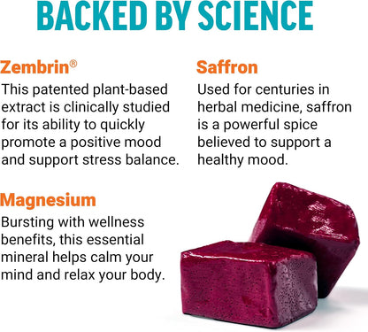 Force Factor Happy Mood Soft Chews - Mood Support Supplement with Magnesium, Saffron & Zembrin, Tropical Flavour, 30 Chews