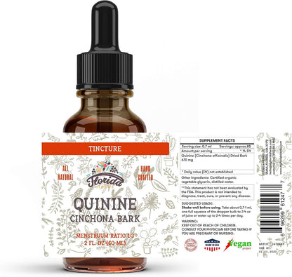 Organic Quinine Tincture – Herbal Food Supplement from Dried Cinchona Bark, 670 mg