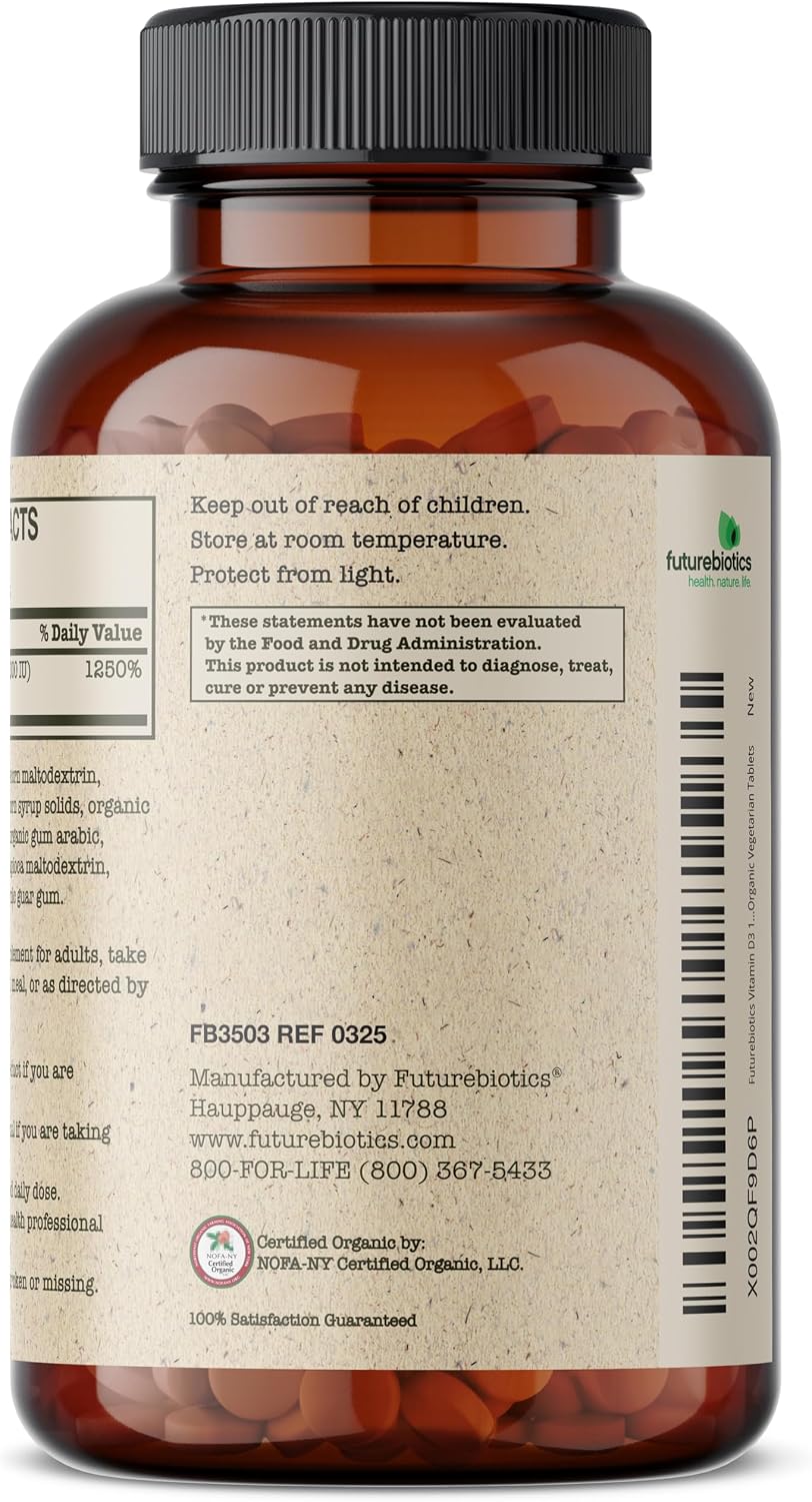 Futurebiotics Vitamin D3 10,000 IU (250 MCG) – 360 Organic Tablets - görsel 7
