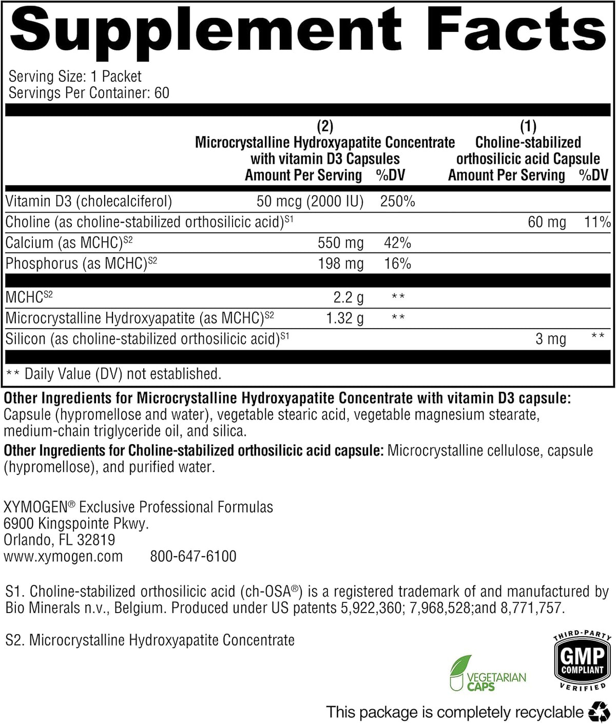 XYMOGEN OSAplex - Bone Health & Bone Strength Support - Microcrystalline Hydroxyapatite with Calcium & Vitamin D3 - Non-GM & Gluten-Free - 60 Packets - görsel 3