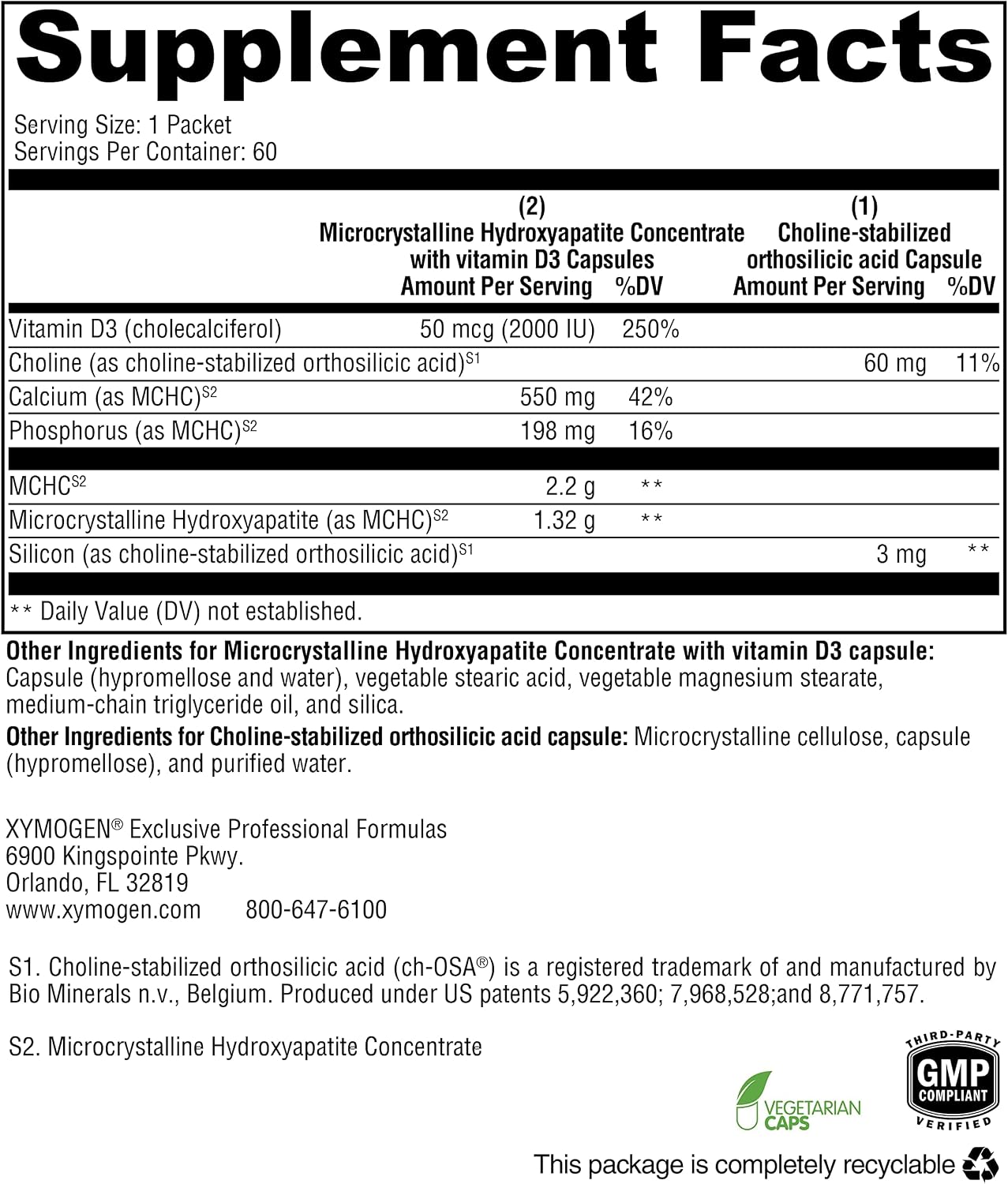 XYMOGEN OSAplex - Bone Health & Bone Strength Support - Microcrystalline Hydroxyapatite with Calcium & Vitamin D3 - Non-GM & Gluten-Free - 60 Packets - görsel 3