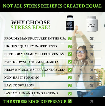 Stress Edge Stress Relief Supplement – Natural Mood Enhancer by Straight Edge Labs