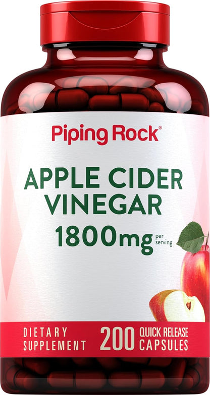 Piping Rock Apple Cider Vinegar Capsules 1800 mg, 200 Capsules