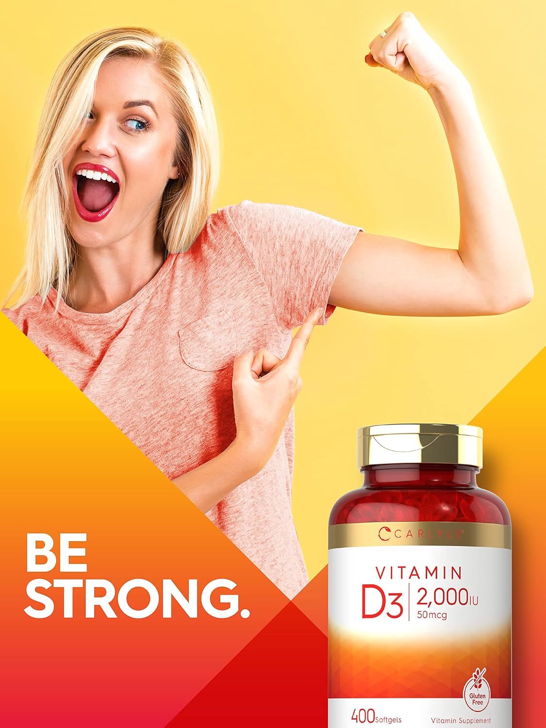 Carlyle Vitamin D3 2000IU Softgels - 400 Capsules, Non-GM, Gluten-free - görsel 6
