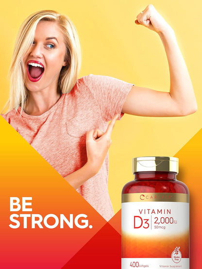Carlyle Vitamin D3 2000IU Softgels - 400 Capsules, Non-GM, Gluten-free