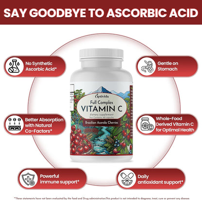 OPTIVIDA Health Acerola Cherry Vitamin C Capsules – 60-Day Supply