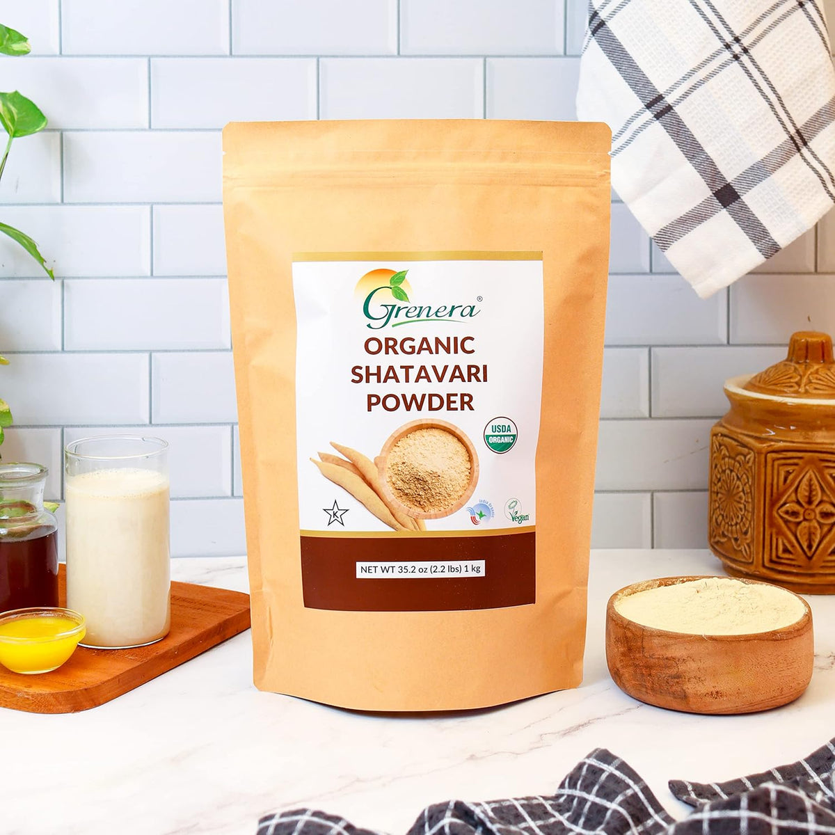 Grenera Organic Shatavari Root Powder | Single Ingredient, Non-GMO & Gluten-free | Asparagus racemosus | 1 kg - görsel 3